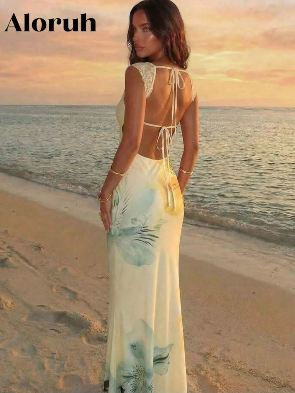 SHEIN White Floral Backless Maxi Dress - Picture 2 of 3